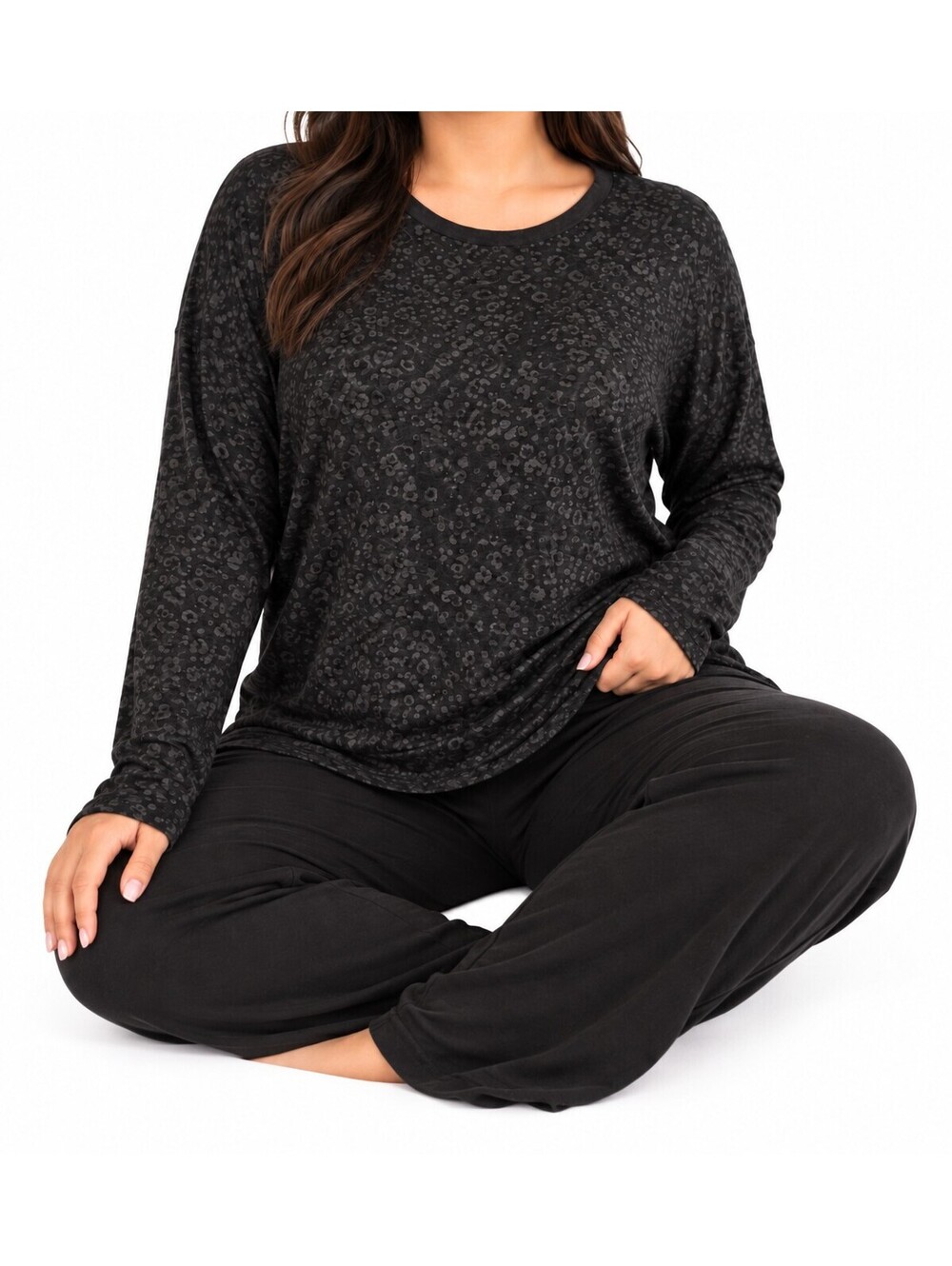 Olive + Oak Charcoal Leopard Lounge Top NWT XL